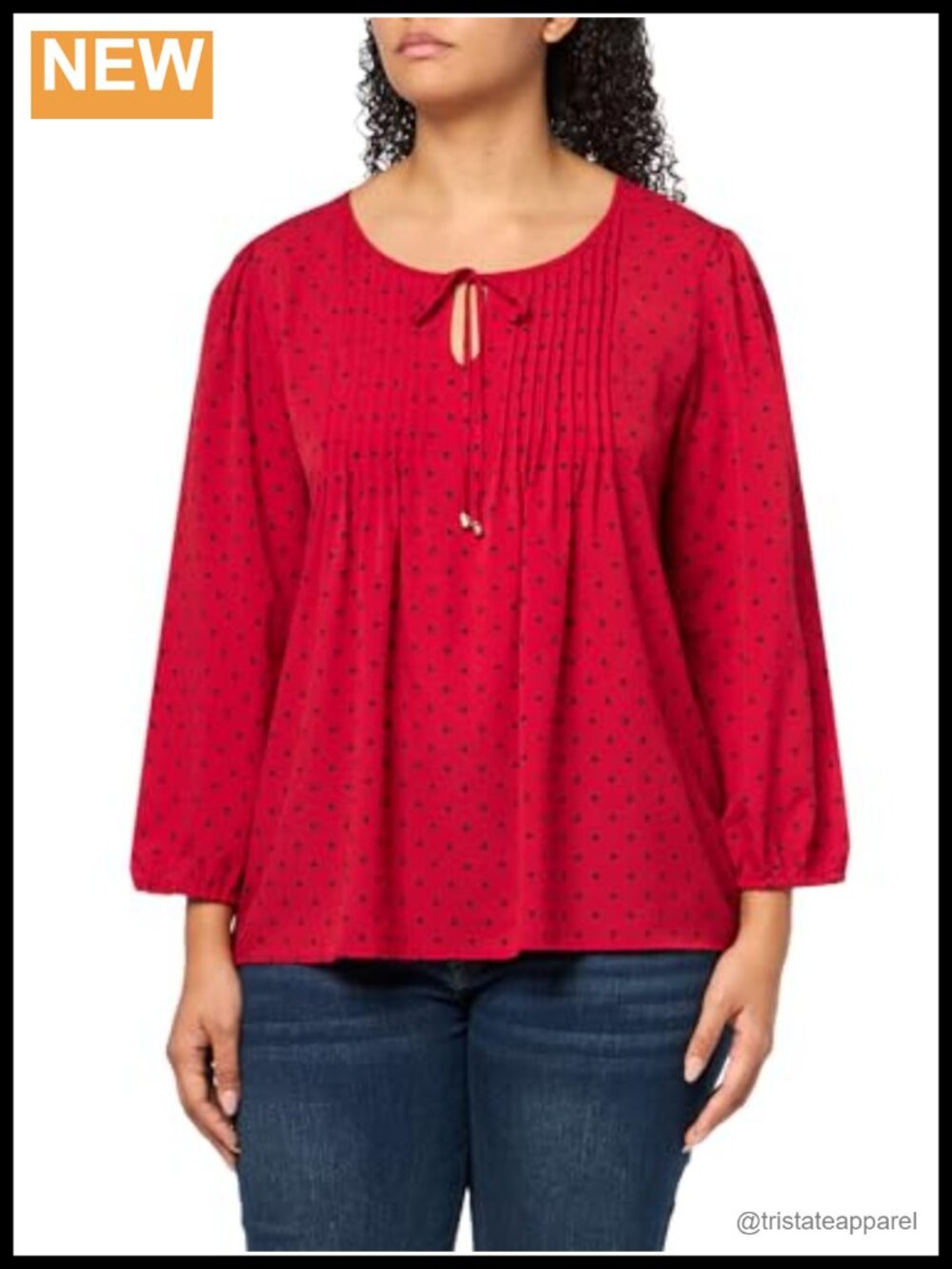 Pintuck Blouse Long Sleeve Polka Dot Chiffon Work Top